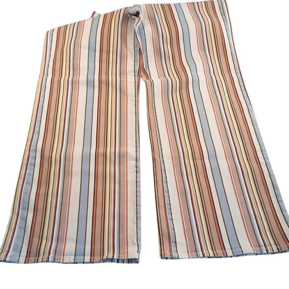Frame Denim Women’s Striped Wide-Leg Trousers in Blue, Brown, Cream